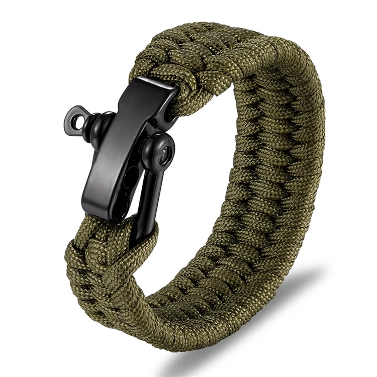 Army Green Paracord Karkötő - Fekete Zár