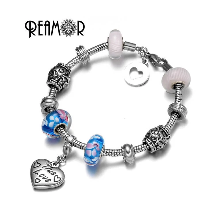 reamor – Nemesacél Charm Karkötő Igaz Szerelem Szív Medállal