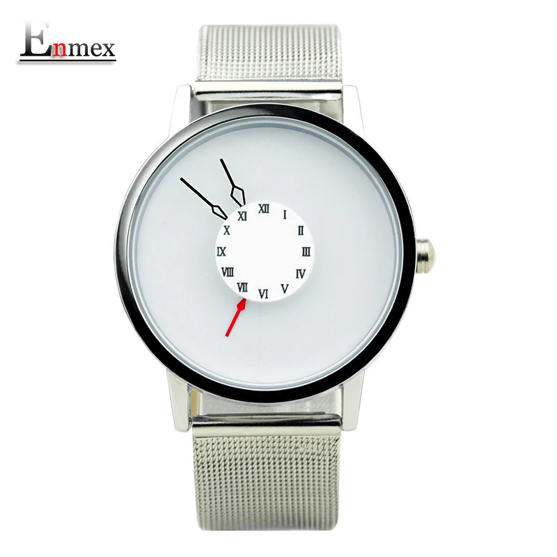 Enmex Unisex Karóra - Kreatív design - Rozsdamentes acél - Ezüst - Fehér