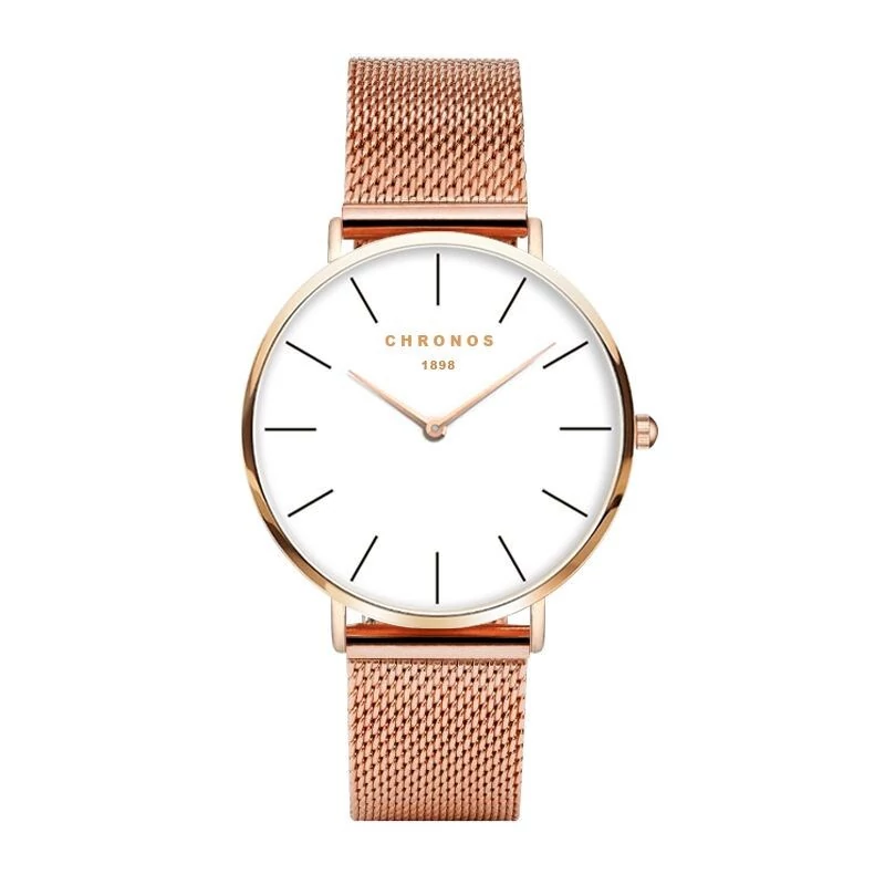 Chronos Üzleti Karóra - Rosegold - Fehér - Acél Szíjas