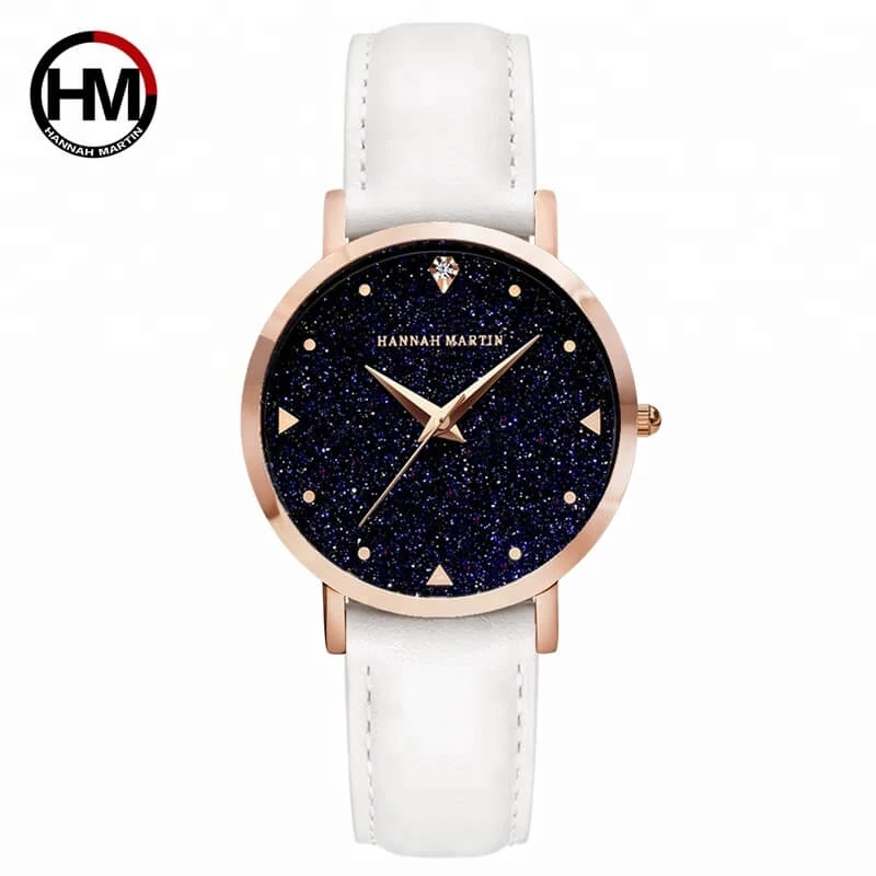 Hannah Martin Star Női Karóra - Rosegold - Fehér Bőr Szíj