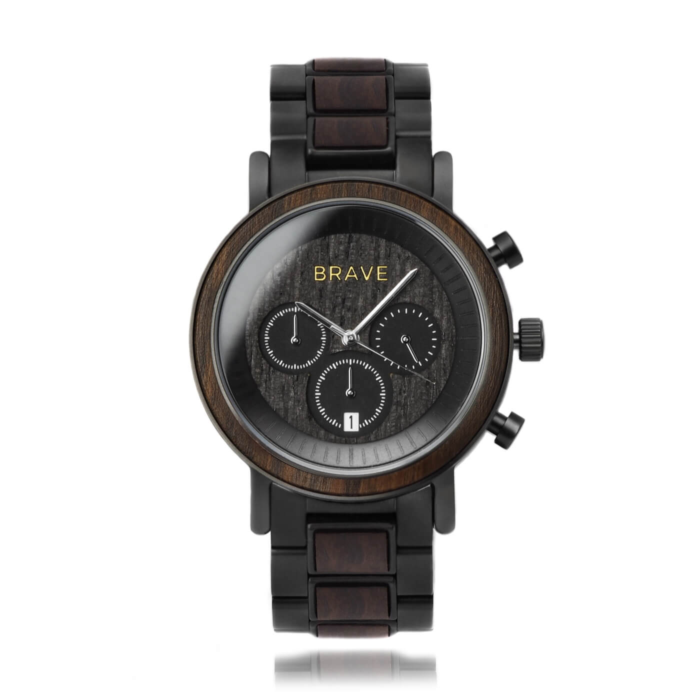 BRAVE - CHRONOS - Ébenfa Berakásos Nemesacél Férfi Karóra