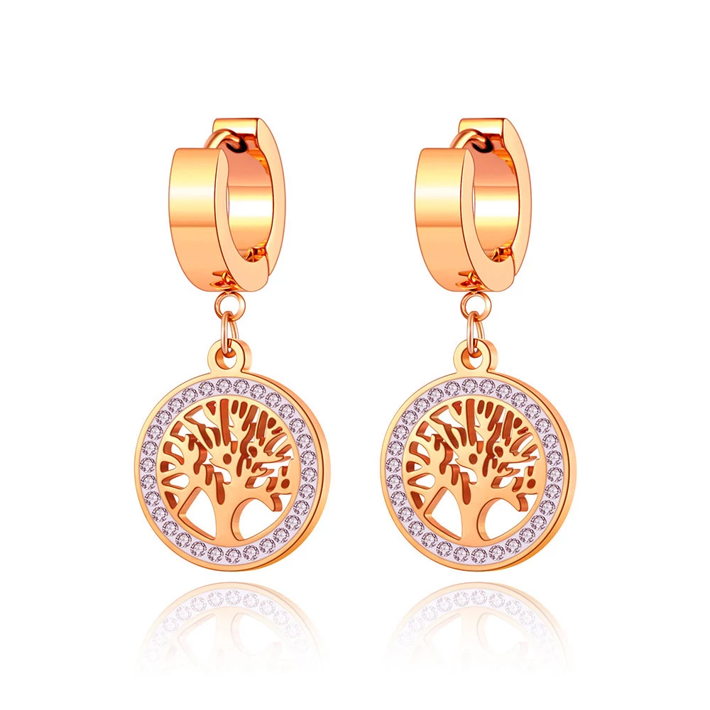 Rosegold Nemesacél Életfa Női Fülbevaló