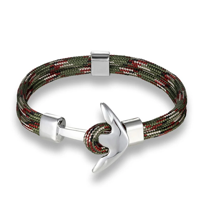 Paracord Horgony Karkötő - Navy Design - Terepmintás - Ezüst színű dísz