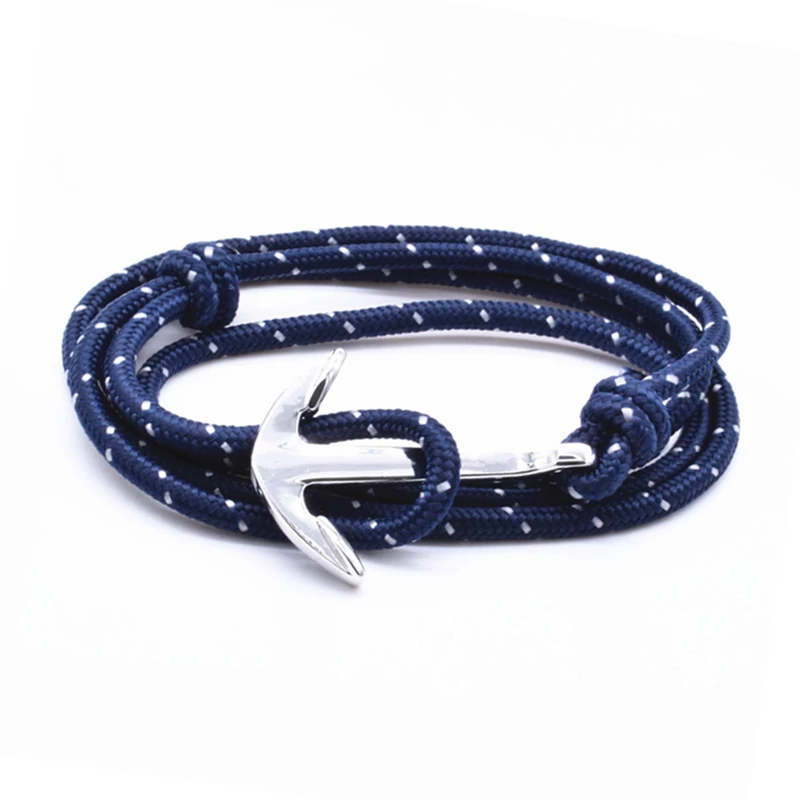 Sötétkék Horgony Karkötő Ezüst Színű Dísszel