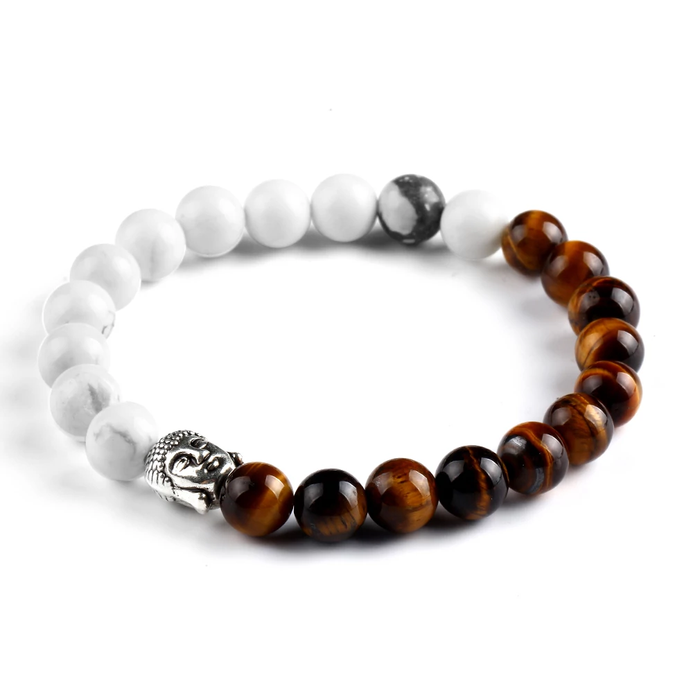 Howlite - Tigrisszem - Buddha Gyöngy Karkötő