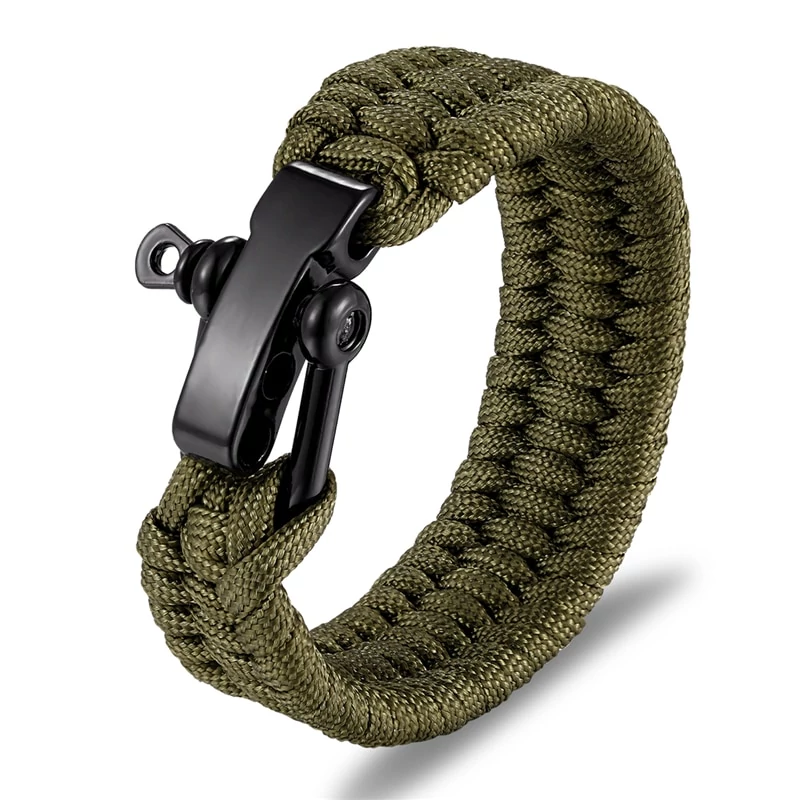 Army Green Paracord Karkötő - Fekete Zár