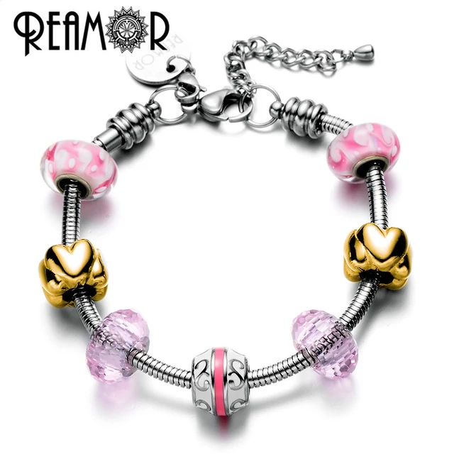 REAMOR – Nemesacél Charm Karkötő - Szív Medál