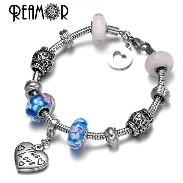 reamor – Nemesacél Charm Karkötő Igaz Szerelem Szív Medállal