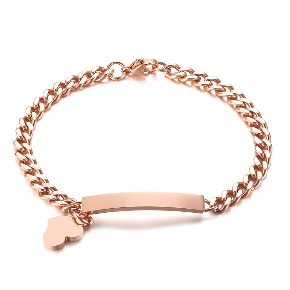 Rosegold Nemesacél Karlánc Gravírozható Medállal