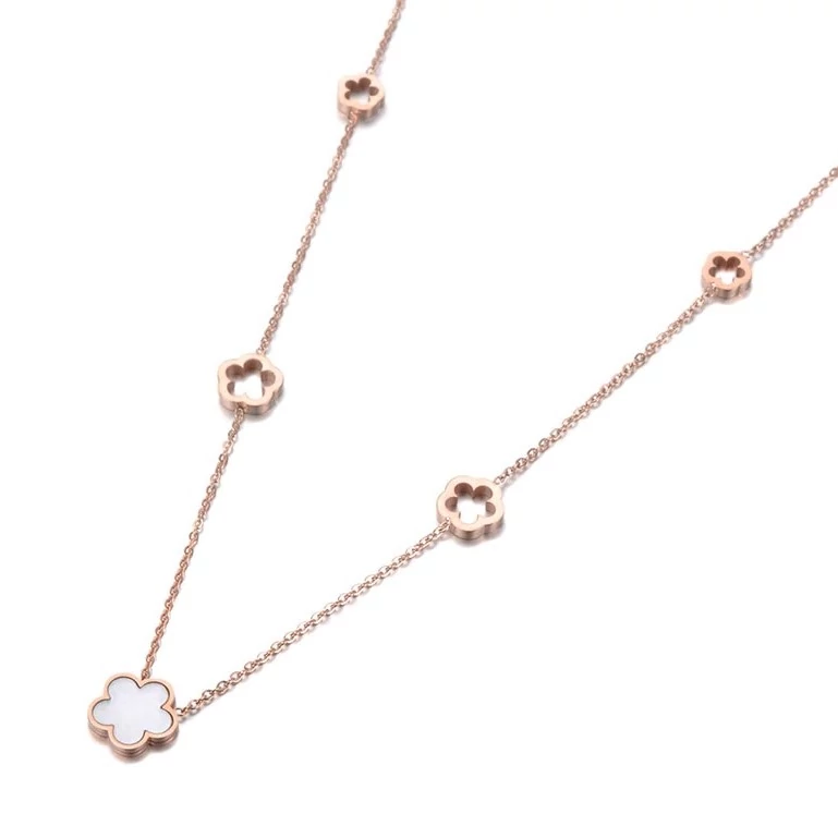 Rosegold Nemesacél Női Nyaklánc - Virág Medálok