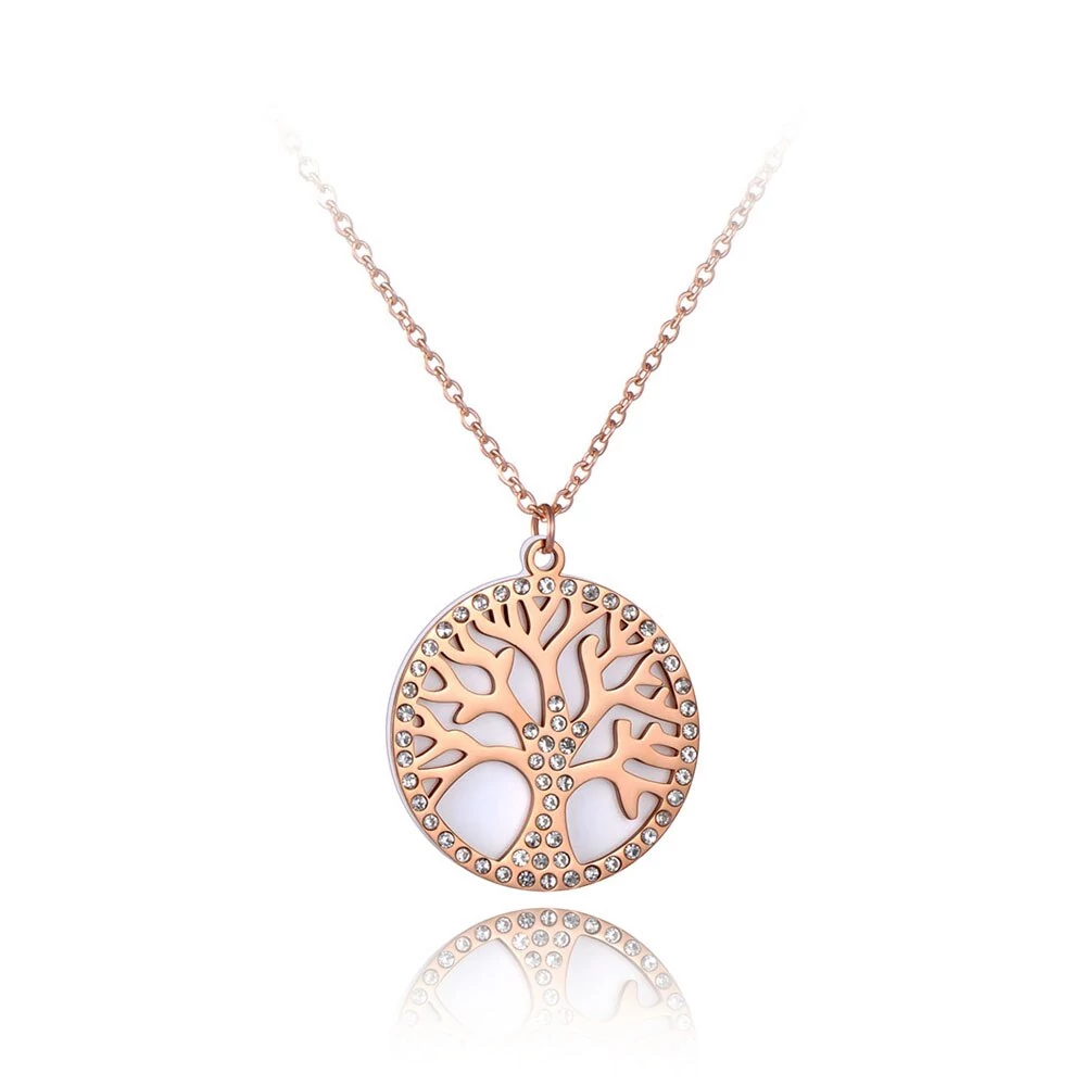 Rosegold Nemesacél Női Nyaklánc - Életfa Medállal