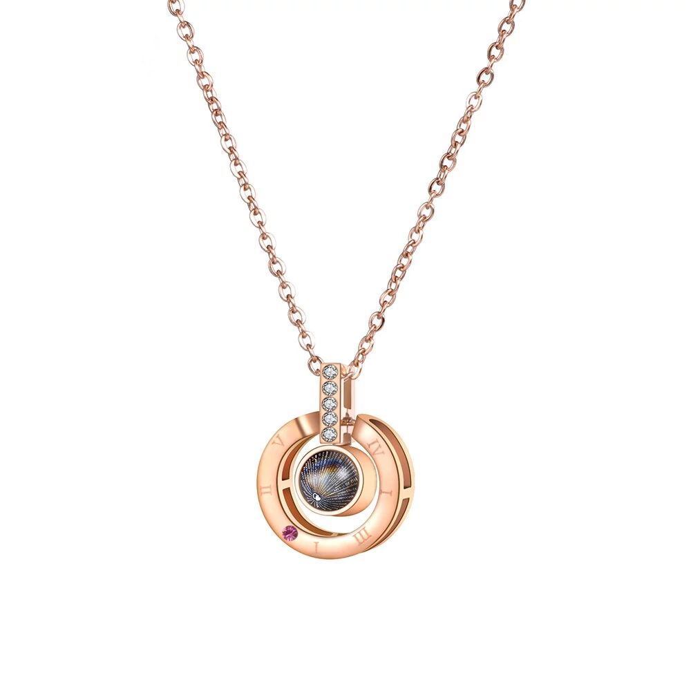 Rosegold Nemesacél Női Nyaklánc - Szerelem 100 Nyelven Medál