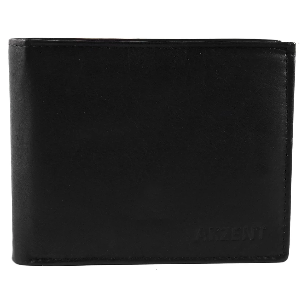 Akzent Fekete Vékony Borjúbőr Pénztárca - Fekete - Fekvő 10x12 cm